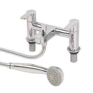 Swirl Elevate Deck-Mounted  Dual Lever Bath/Shower Mixer Tap Chrome