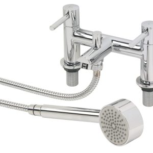 Swirl Essential Deck-Mounted  Dual Lever Bath/Shower Mixer Bathroom Tap Chrome