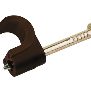 Tower Brown Round Coaxial Cable Clips 6-7mm 100 Pack