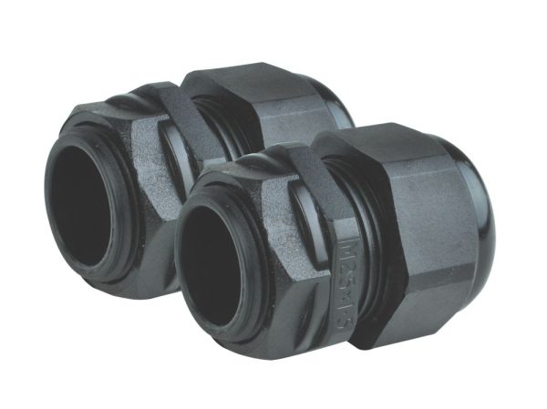 Tower Nylon Male Comp Gland 20mm Black 2 Pack