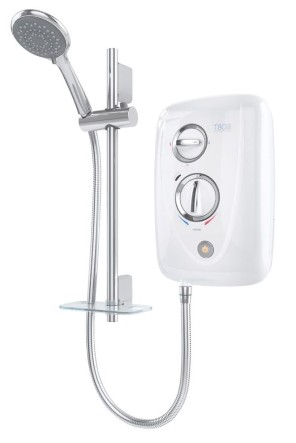 Triton T80 Easi-Fit+ White/Chrome 9.5kW Thermostatic Electric Shower