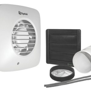 Xpelair DX100HTS 100mm (4") Axial Bathroom Extractor Fan with Humidistat & Timer White 220-240V