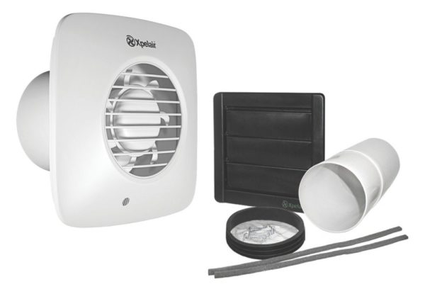 Xpelair DX100HTS 100mm (4") Axial Bathroom Extractor Fan with Humidistat & Timer White 220-240V