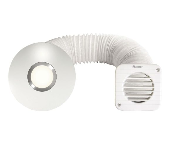 Xpelair SSISFC100 Simply Silent 4" Axial Bathroom Shower Extractor Fan Kit With LED Light with Timer White 220-240V